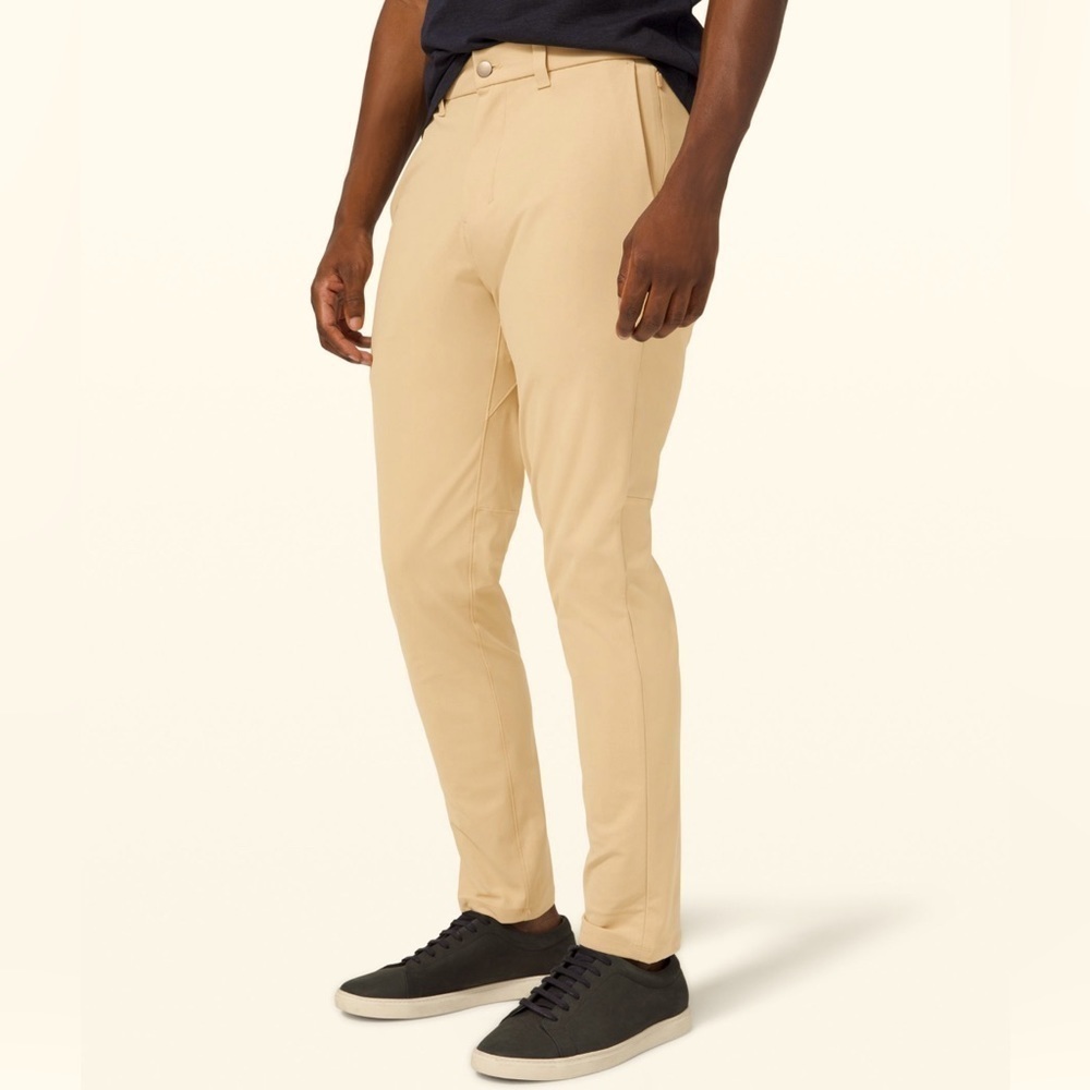LULULEMON Sz 35 Tall Commission  Wrapstreme Slim Fit Tan Athletic Trouser Pants
